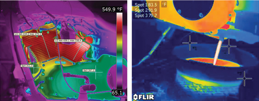 Infrared Camera Shows Temperatures In The Cylinders Rising Above 500°F
